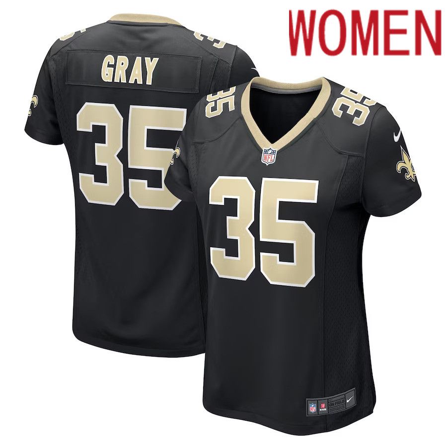 Women New Orleans Saints 35 Vincent Gray Nike Black Game Player NFL Jersey